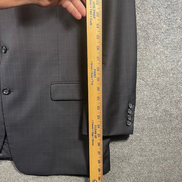 Burberry London Kensington Blazer 46R Gray/Blue Window Pane 100% Wool READ - Picture 6 of 13